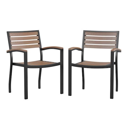 Trent Austin Design® Saville Stackable All-Weather Aluminum Patio Chairs With Faux Teak Slats & Reviews | Wayfair