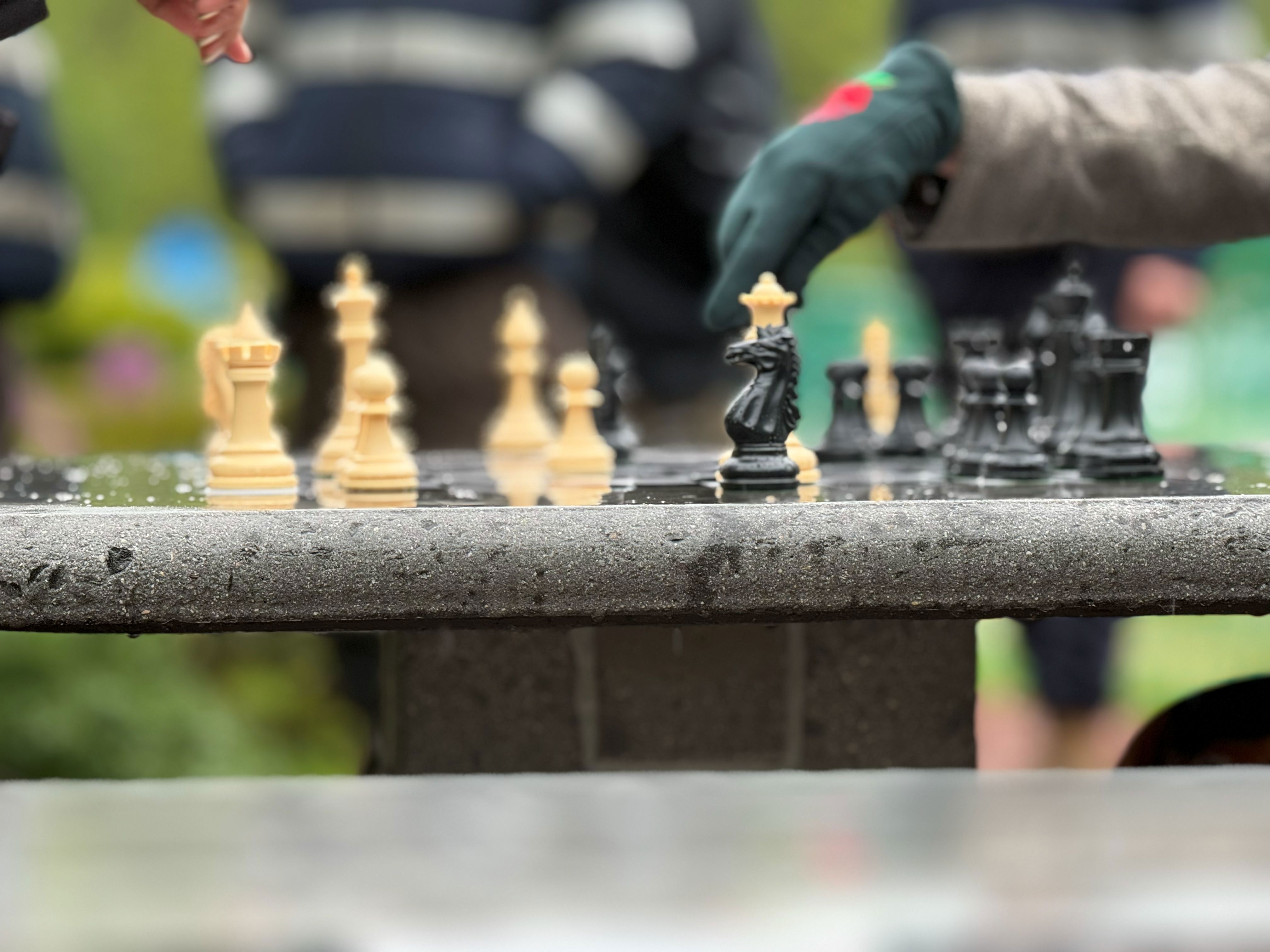 Chess Garden Opening Close Up Hands