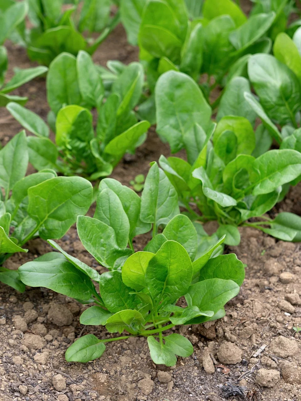 spinach planted in the field