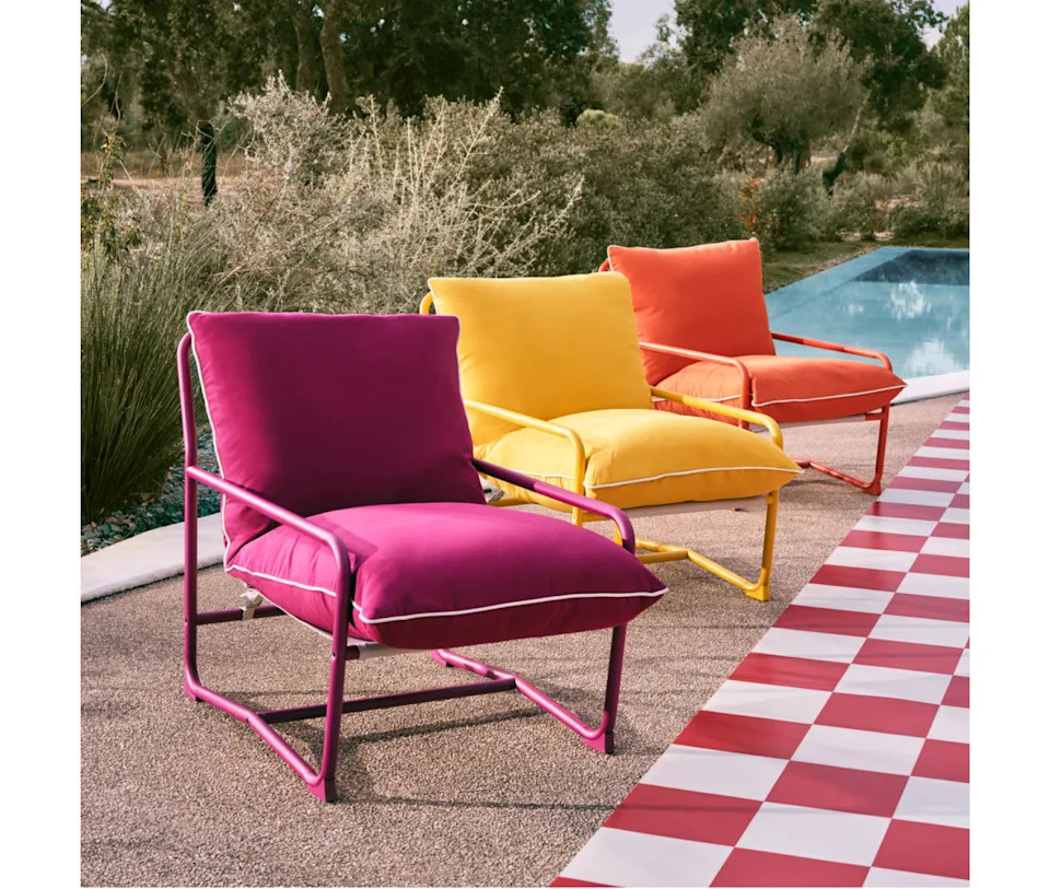 John Lewis ohn Lewis Marcy Sling Garden Chairs: Fuchsia (left), Golden Olive and Burnt Orange, John Lewis