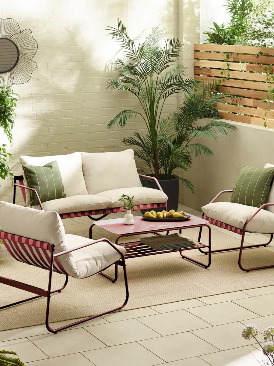 Wayfair, Beachcrest Home Spyros 4 Seater Metal Garden Lounge Sofa 