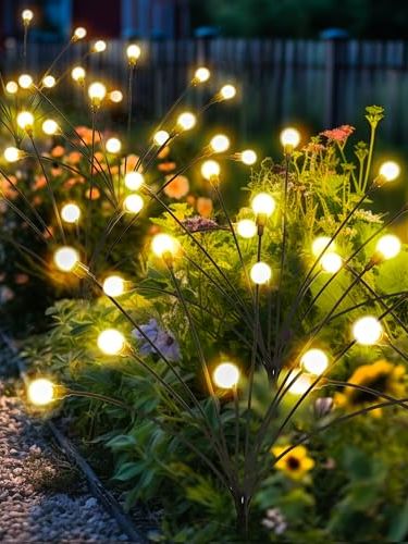 Patiopia Solar Lights Outdoor Garden, 6 Pack 60 Led Firefly Outdoor Garden Lights Waterproof, Solar Powered Swaying Light for Pathway, Yard, Patio Decoration (warm White)