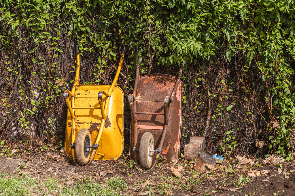 gardening carts parked during a visit to the Open Gardens Festival