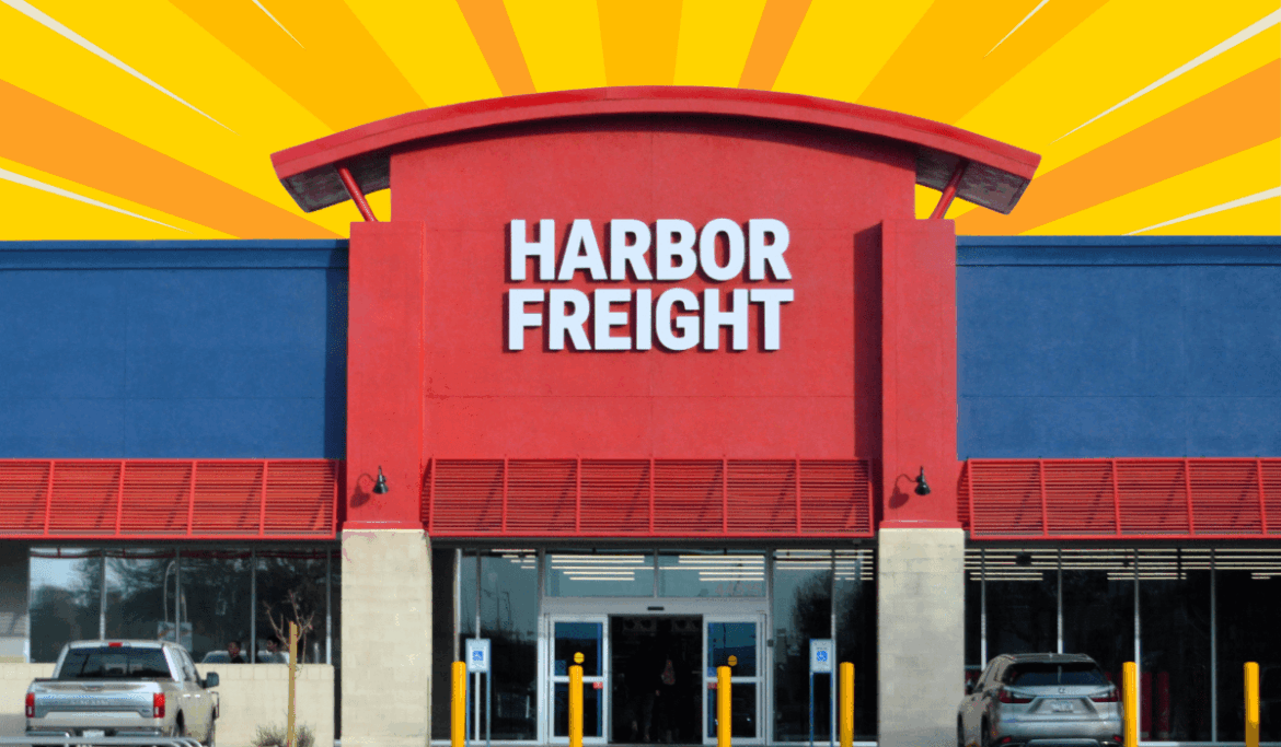 11 Best New Harbor Freight Outdoor Deals Starting This Week — Best Life Harbor Freight store with a yellow-orange background