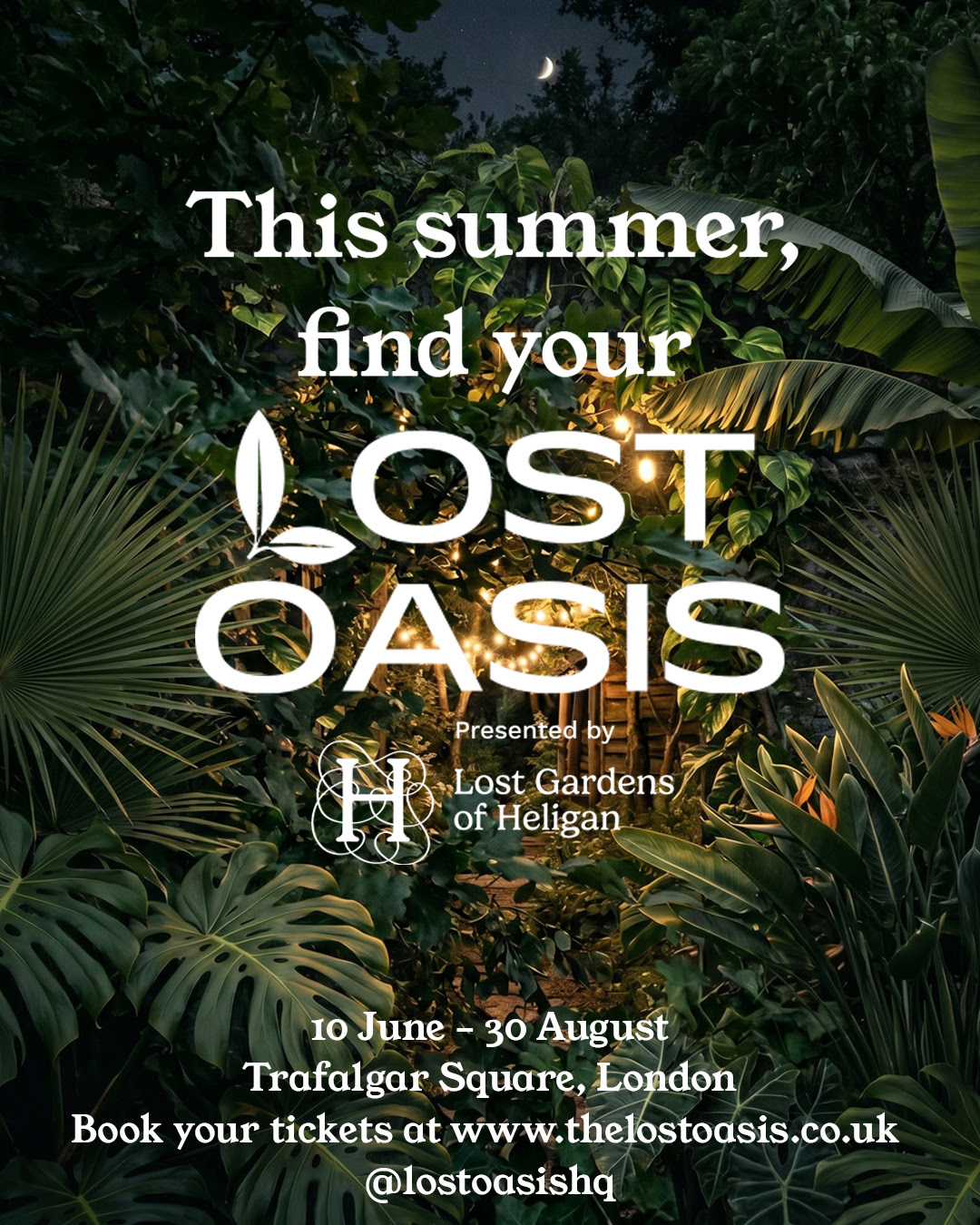 an image of the poster for Lost Oasis, showing the information text layered over AI imaging of plants