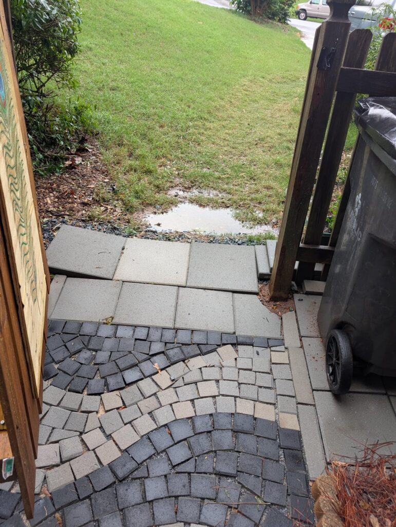 Drainage problem near the gate. Drainage problem near the gate.