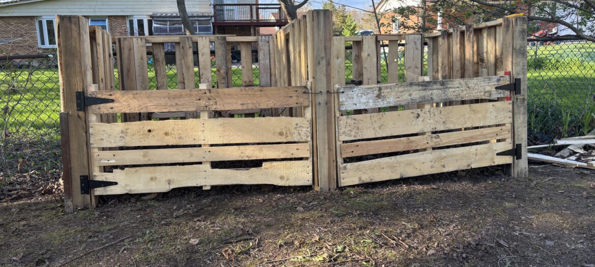 Built a double pallet compost bin from pallets