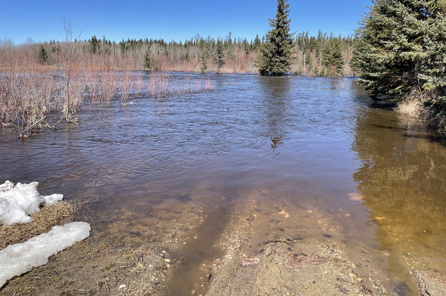 A washed out road from spring flooding.