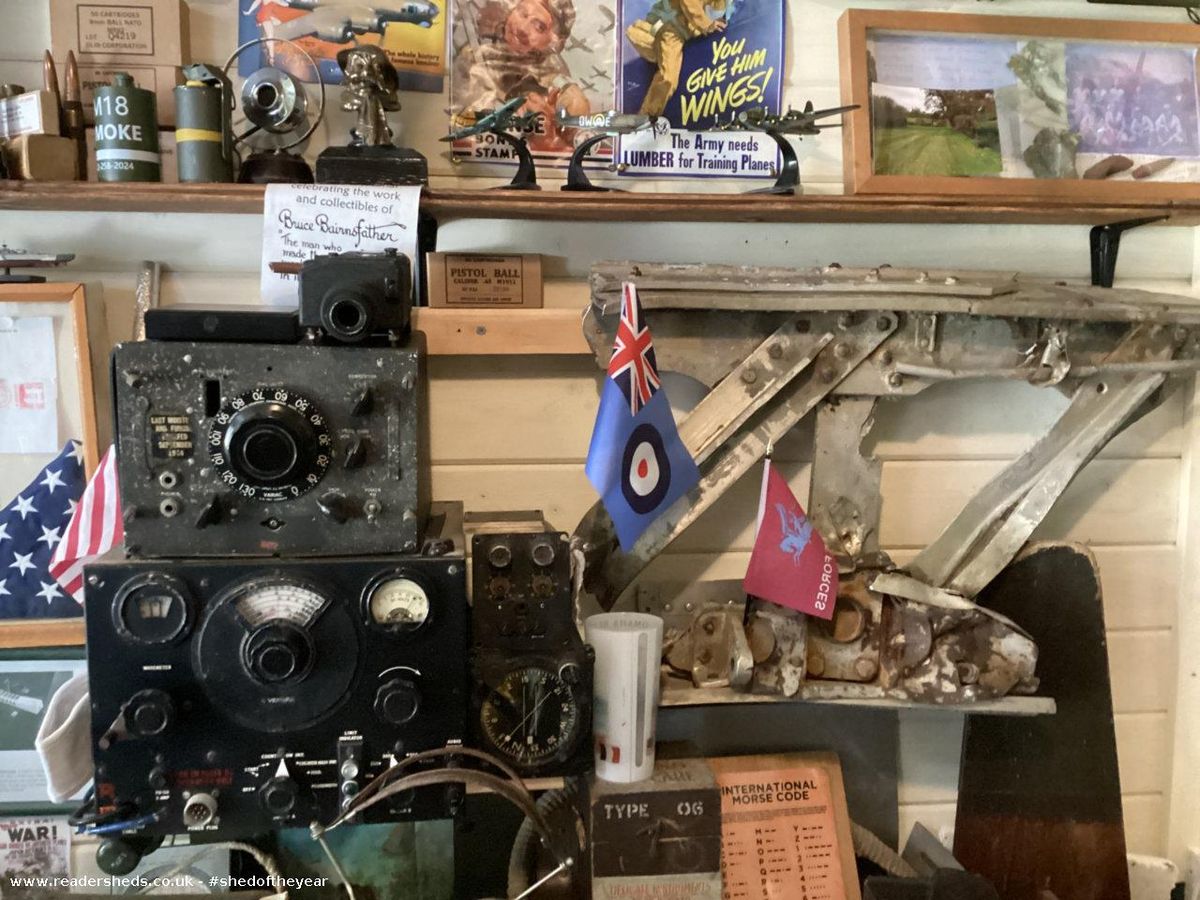 Militaria from British, US and German forces are in the shed