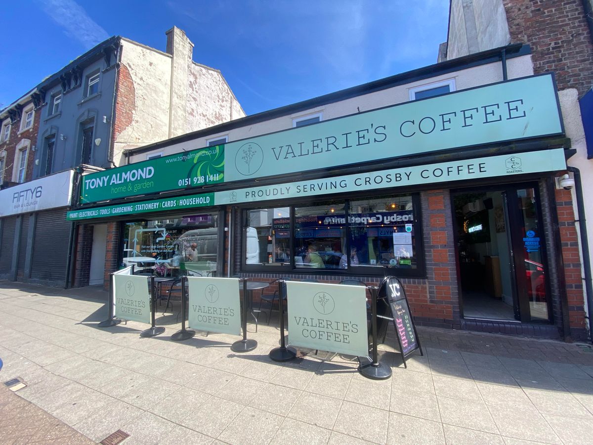 Valerie's Coffee pictured from the outside next to Tony Almond home and garden centre 