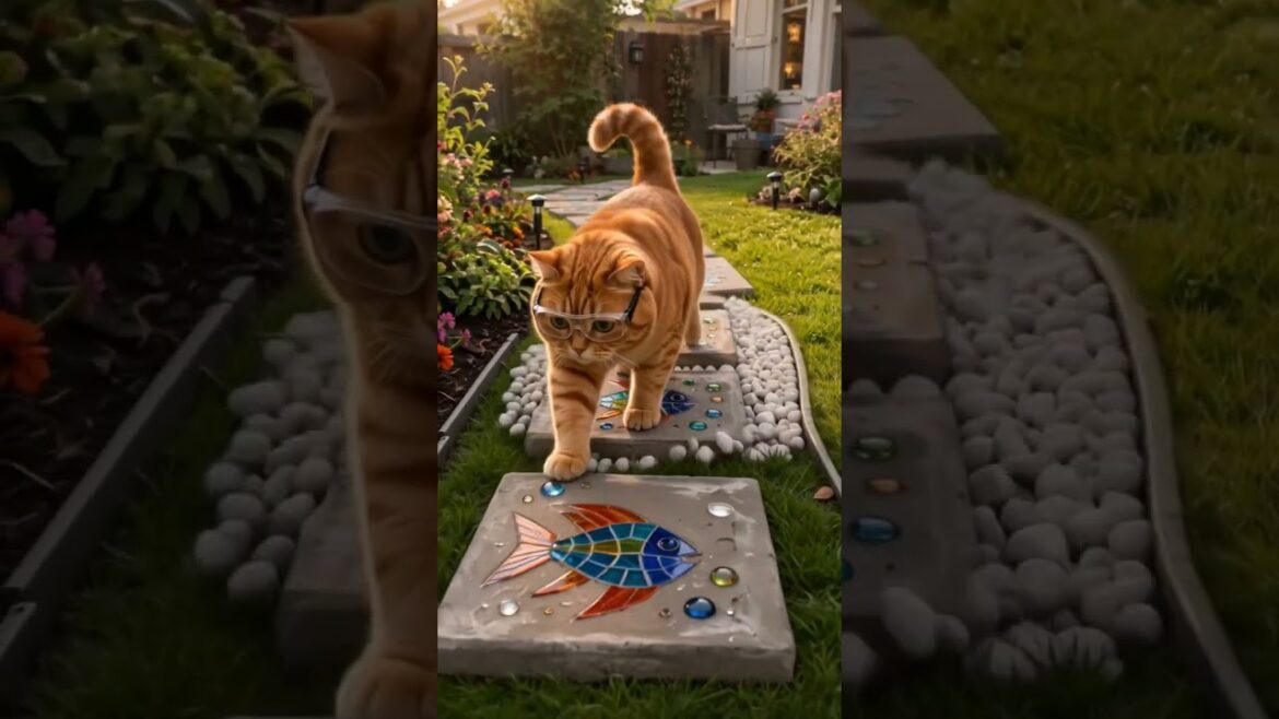 Every path in Gino’s garden now leads through a sea of colorful fish 🌈🐾🐟 #catvideos  #gardenart