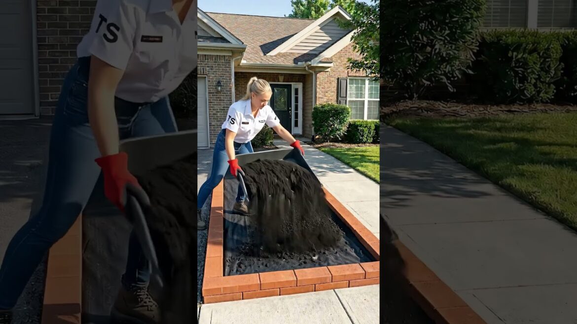 Front Yard Flower Bed Makeover With Brick Border