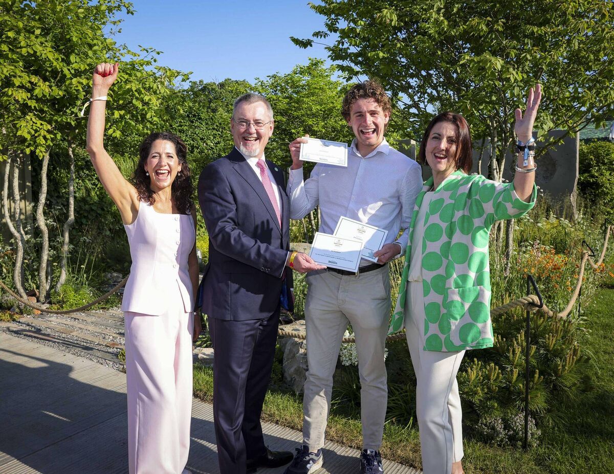 Kerrie Gardiner, Bord Bia Bloom, Joe Eustace, garden designer, Jim O'Toole, CEO Bord Bia, and Laura Douglas, Bord Bia Bloom. 