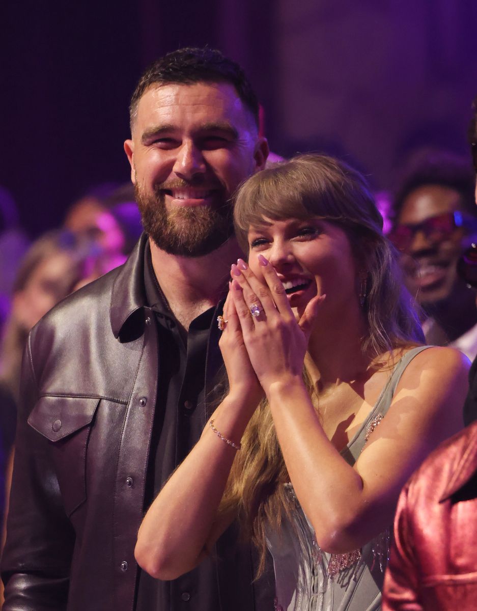 LOS ANGELES, CALIFORNIA - MARCH 26: (FOR EDITORIAL USE ONLY) (L-R) Travis Kelce and Taylor Swift attend the 2026 iHeartRadio Music Awards at Dolby Theatre on March 26, 2026 in Los Angeles, California. (Photo by Kevin Mazur/Getty Images for iHeartRadio) 