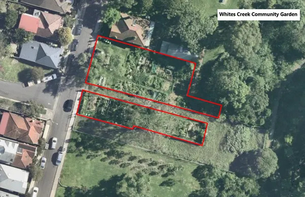 A map shows the Whites Creek Community Garden.