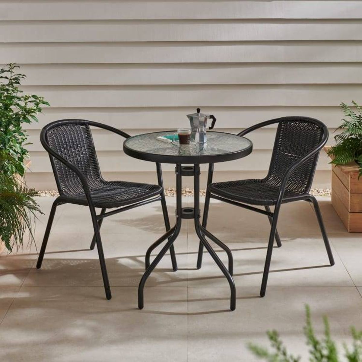 The Bali Rattan Effect Bistro Set is one of the most affordable sets in the sale