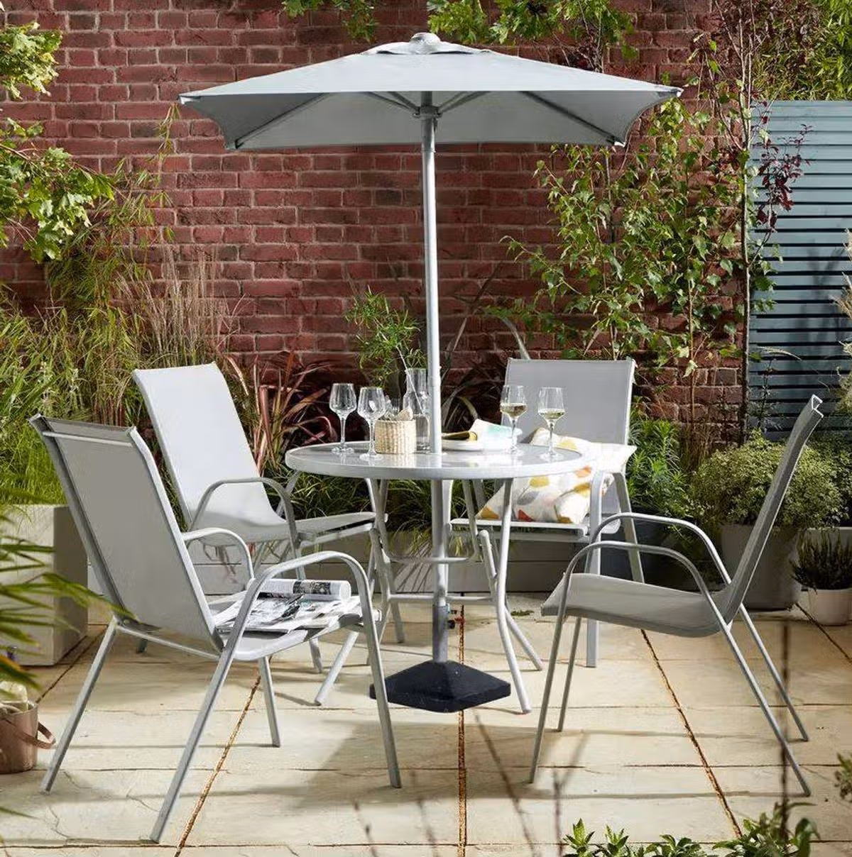 Argos Home Sicily 4 Seater Metal Patio Set - Grey