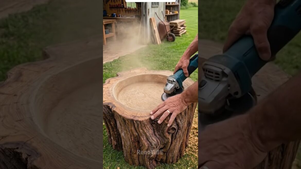 Tree Stump Gets Transformed Into a Garden Sink #diy #hack Tree Stump Gets Transformed Into a Garden Sink #diy #hack