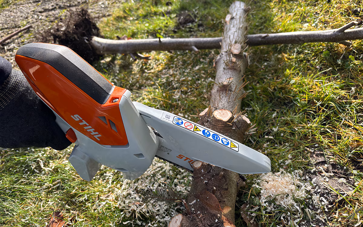 Testing the STIHL GTA 30 on a Christmas tree