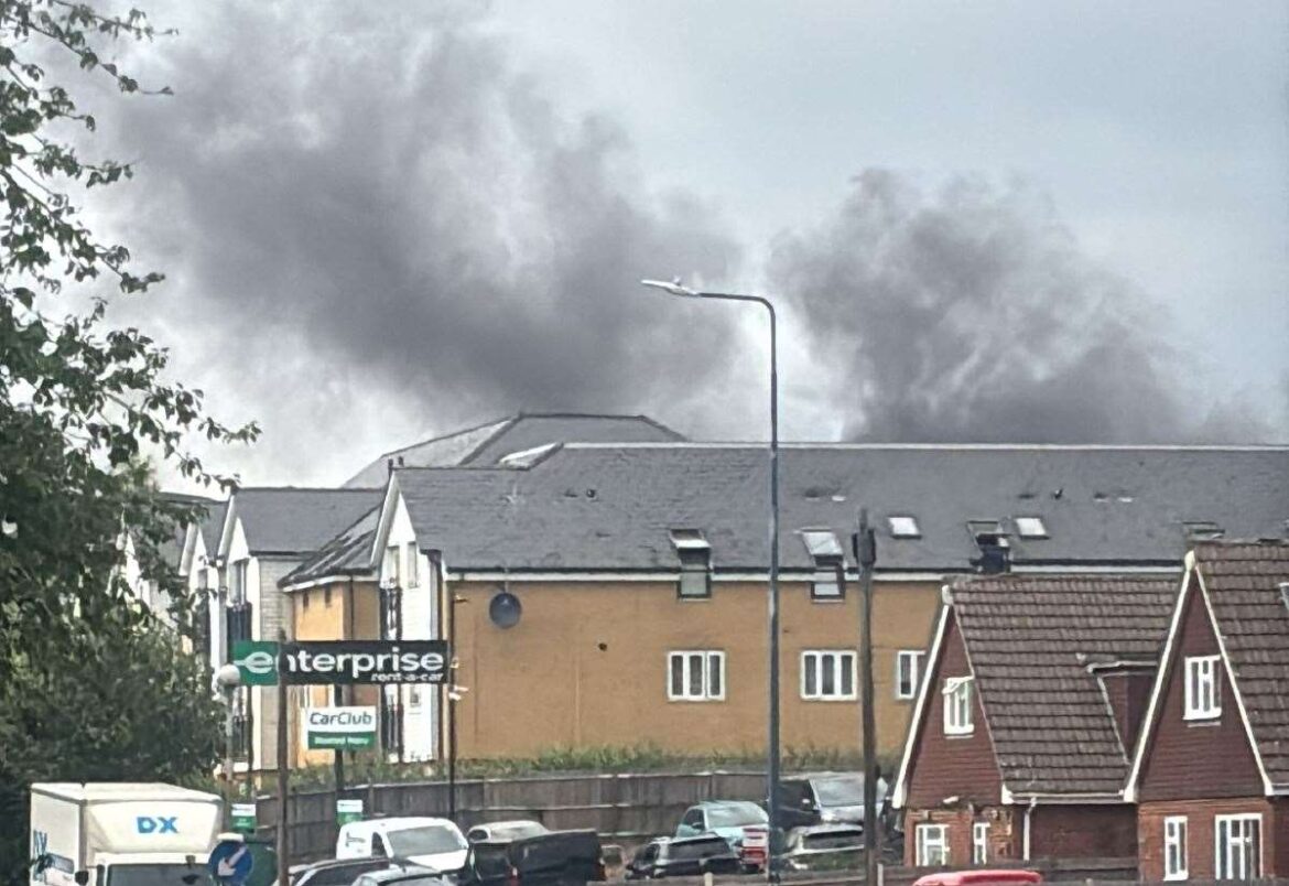 Black smoke seen in sky over Shepway after garden fire in Westmorland Road, Maidstone Black smoke seen in sky over Shepway after garden fire in Westmorland Road, Maidstone