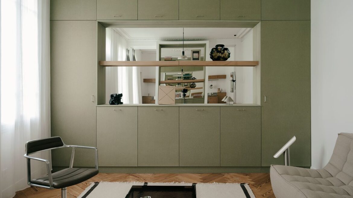 A 592-Square-Foot Garden Apartment in Normandy Gets an Earthy Olive Overhaul Shopping