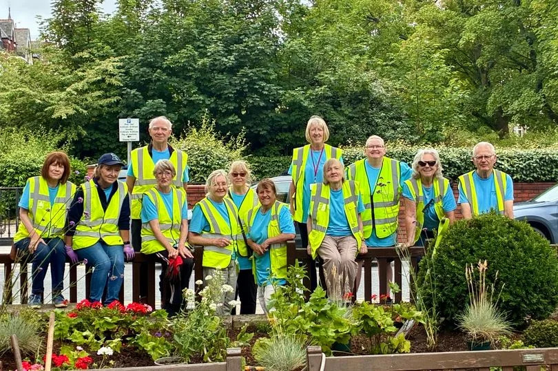 The Lord Street in Bloom group, Sharon Gregory-Wareing third from right, Pauline Morris four from right at top, Jean Rudin third from left bottom and Helen Marshall fourth from left