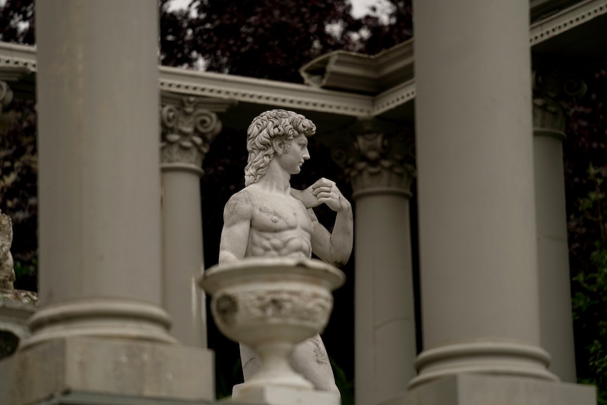The statue of David in a scale model of the Parthenon in Tootgarook.