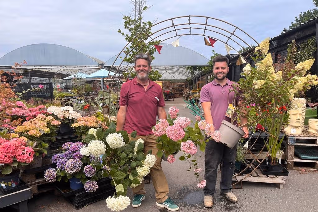 Plumleys Garden Centre, run by the Yates family who are celebrating 200 years in the gardening business in 2026.   The Cheshire garden centre is now run by father and son duo Andy and Sam Yates [pictured].