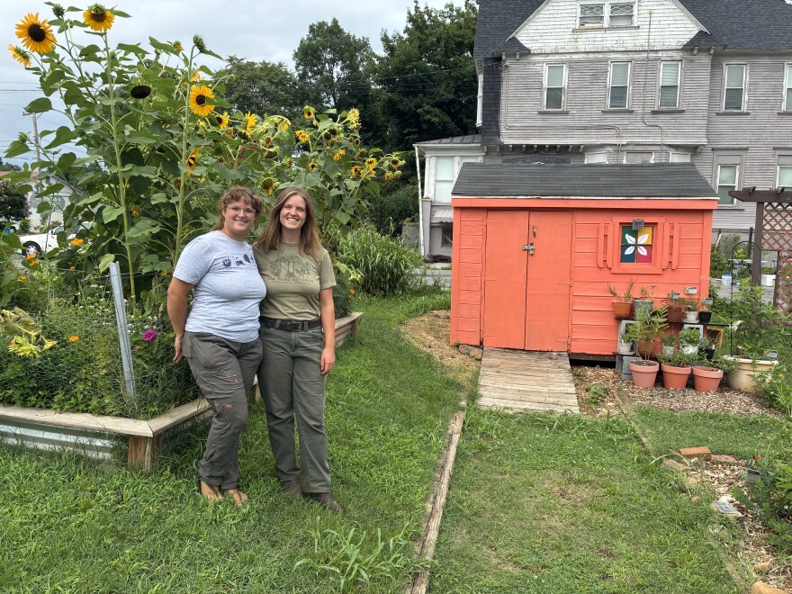 Amelia Empson of LEAP in Roanoke (left) and Emma Jensen of Live Work Eat Grow in Blacksburg manage community gardens in their communities.