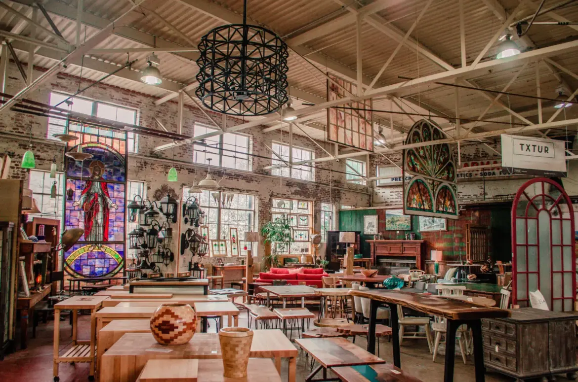 Treasure Hunting: Architectural Salvage Yards in the South – Garden & Gun The interior of a warehouse with a variety of salvaged items