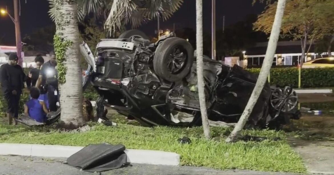 Miramar police chase ends in violent rollover crash at Miami Gardens Tesla dealership Miramar police chase ends in violent rollover crash at Miami Gardens Tesla dealership