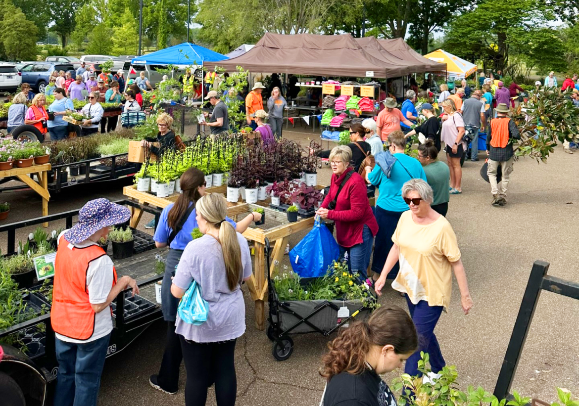 2025 Spring Plant Sale Set for May 2 and 3 at West Tennessee AgResearch and Education Center – Institute News A crowd of shoppers browse plants at a plant sale