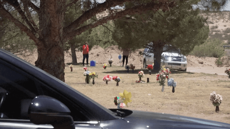 Cemetery visitors brought their own water to water a loved ones plot. (KFOX14/CBS4){p}{/p}